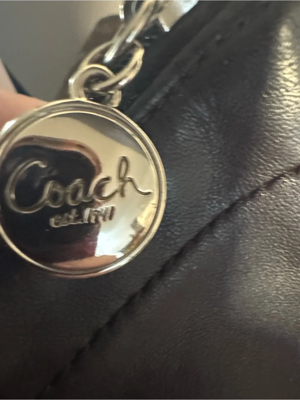 Coach Ashley small crossbody bag black leather silver hardware cursive logo. - Picture 10 of 12